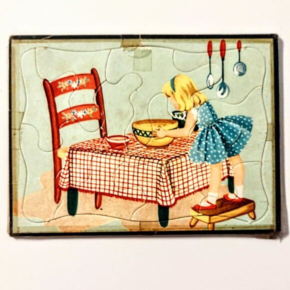 Set 4 Vtg Child's Inlay Puzzles (5.5" x 7.5", Est. 1950s) ~ Goldilocks & 3 Bears - Picture 3 of 12